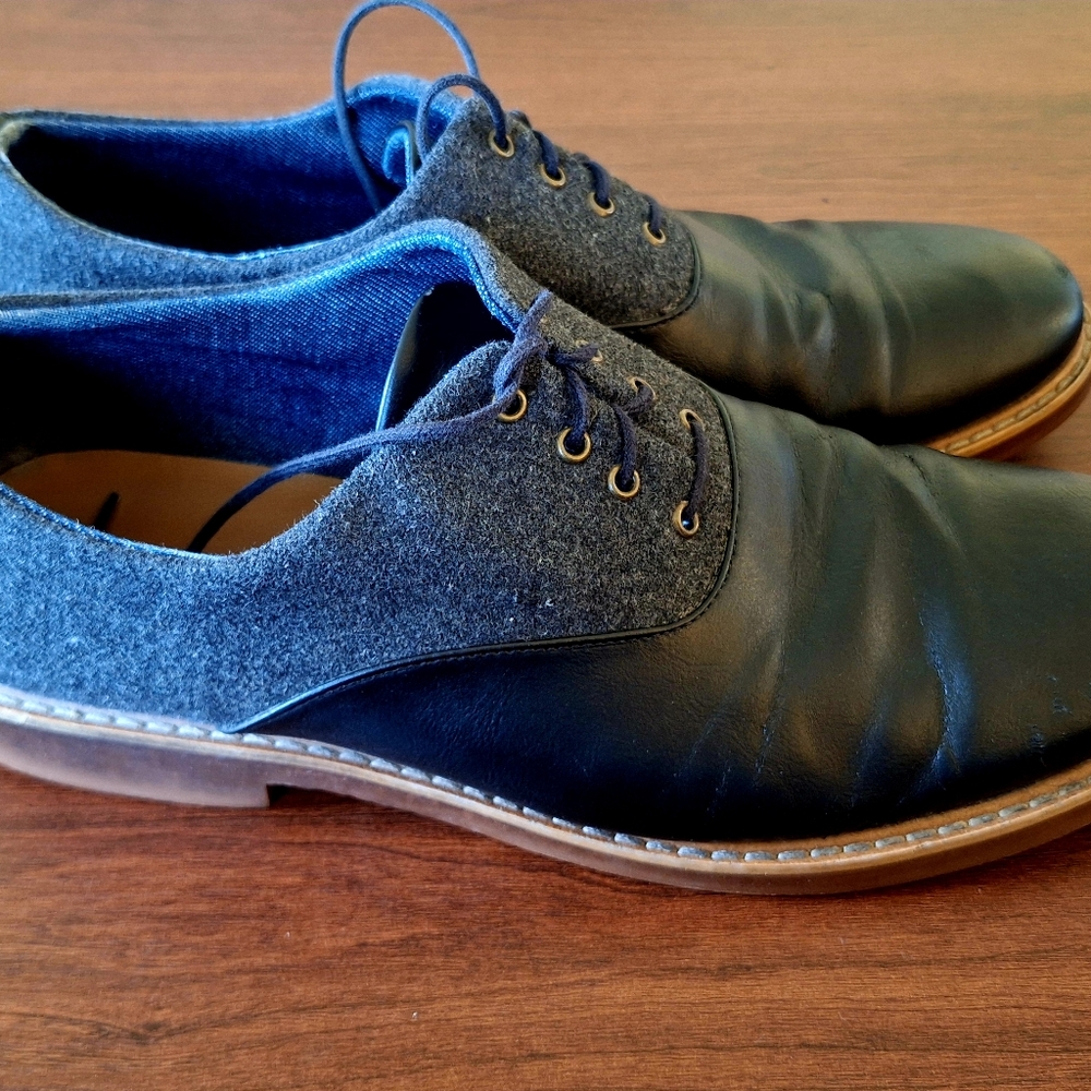 Aldo Black Gray Oxford Derbys w/ Leather Dress Office,Business Shoe Size 9